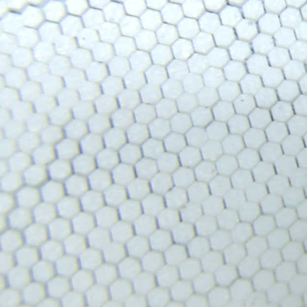Aerogel material cut into hexagonal shapes