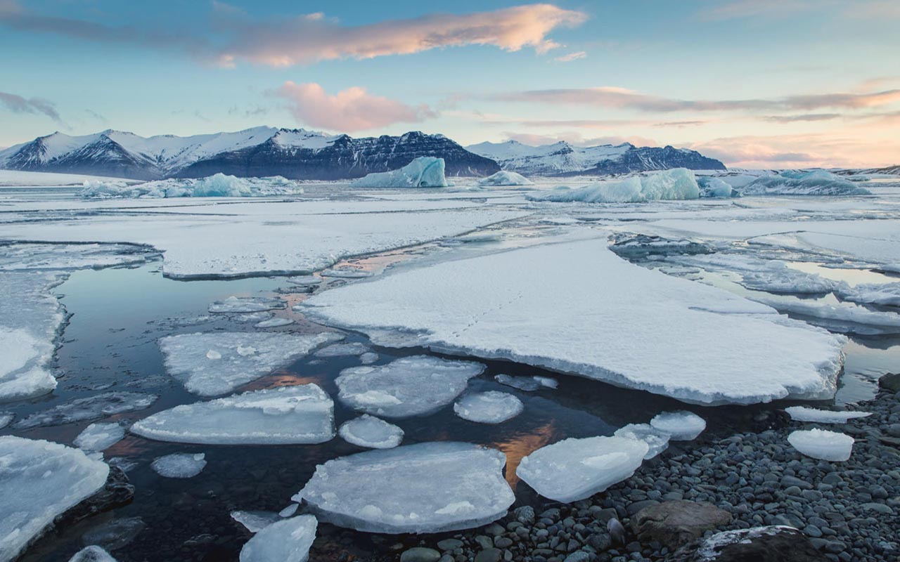 Broken sea ice in arctic environment