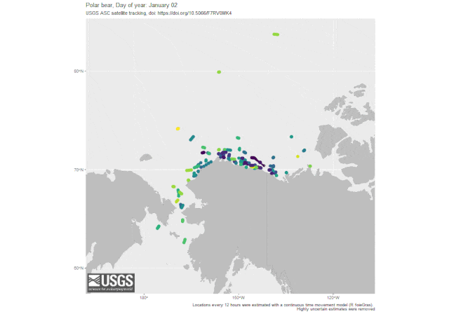 Map tracking the presence of polar bears